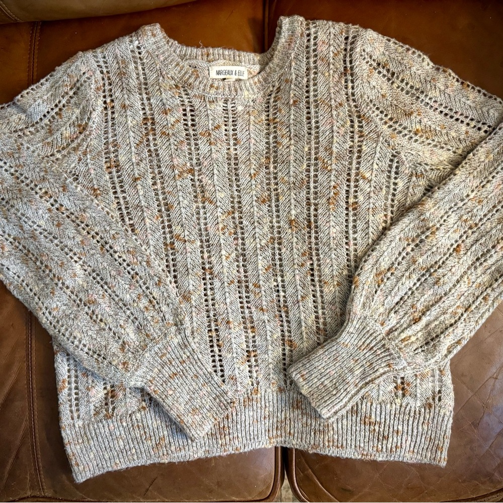 Morgan & Co. Women's Knit Sweater in Cream and Brown